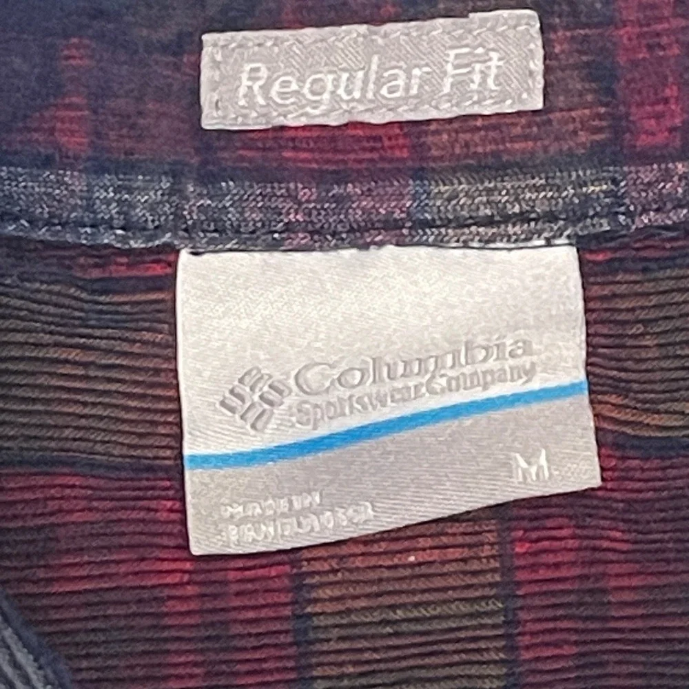 Columbia Men's Plaid Long‎ Sleeve Button Up Shirt M Corduroy Flannel 100% Cotton